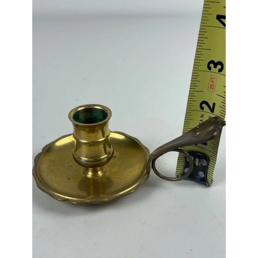 Gallery Originals Shelburne Museum Brass Chamberstick Finger Loop Candle Holder
